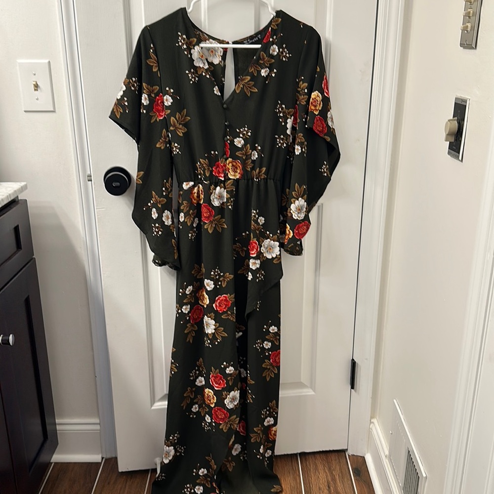 Miessial Women's Boho V Neck Floral Chiffon Dress Backless